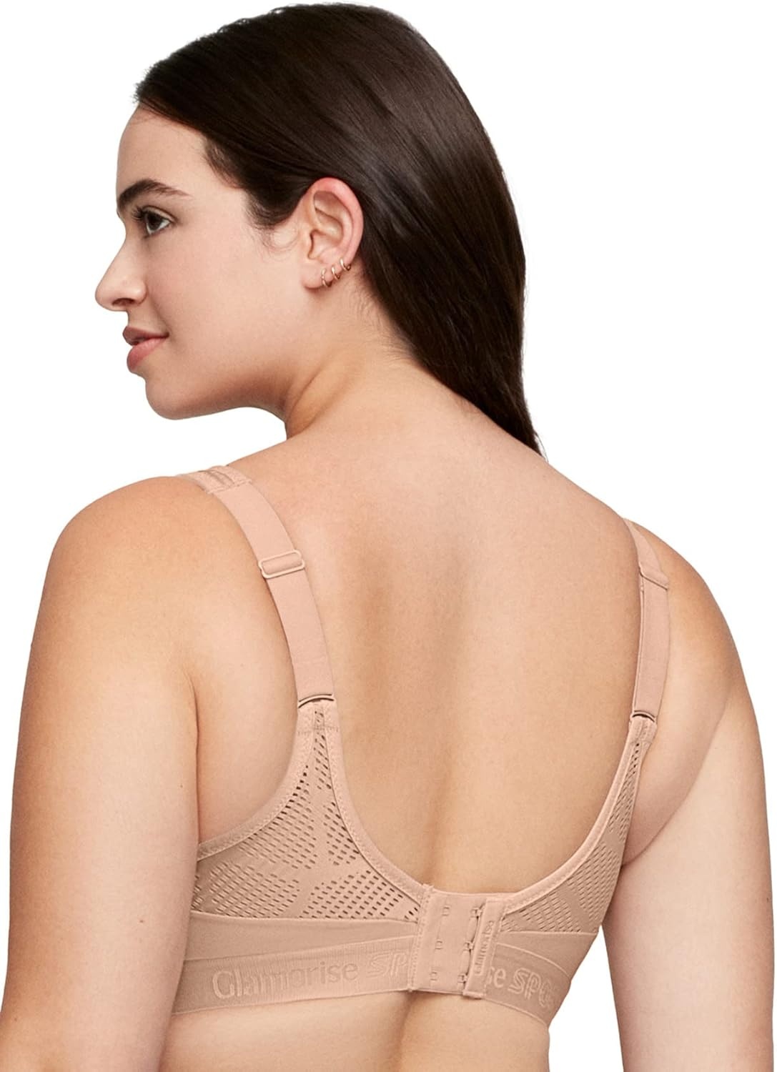 image:imageGlamorise Womens NoSweat Mesh Sports Bra Wirefree 1068Caf