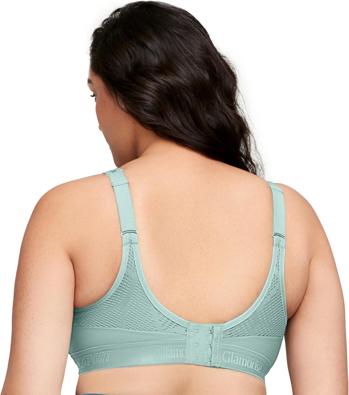 image:imageGlamorise Womens NoSweat Mesh Sports Bra Wirefree 1068Jade