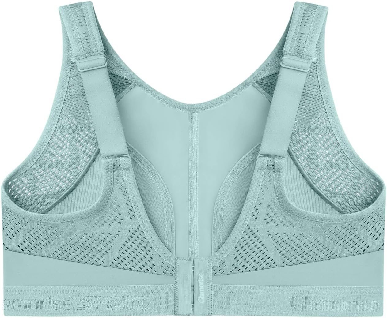 image:imageGlamorise Womens NoSweat Mesh Sports Bra Wirefree 1068Jade