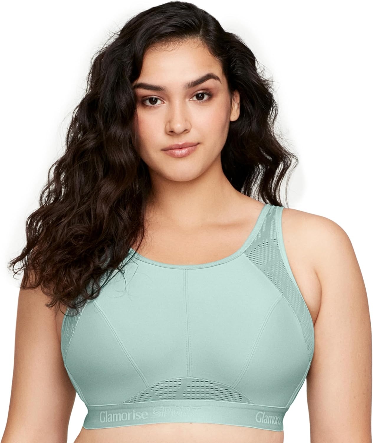 image:imageGlamorise Womens NoSweat Mesh Sports Bra Wirefree 1068Jade