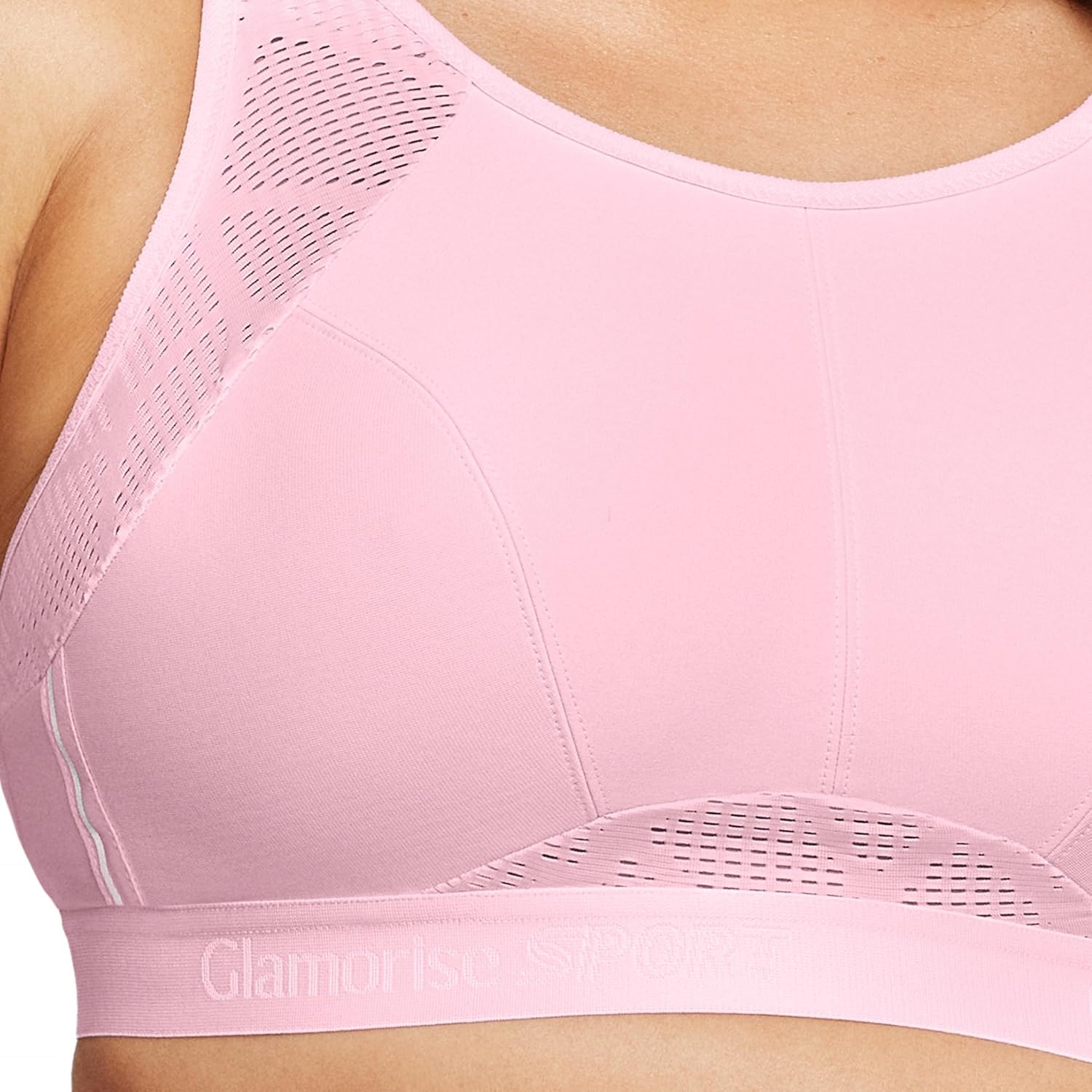 image:imageGlamorise Womens NoSweat Mesh Sports Bra Wirefree 1068Pink