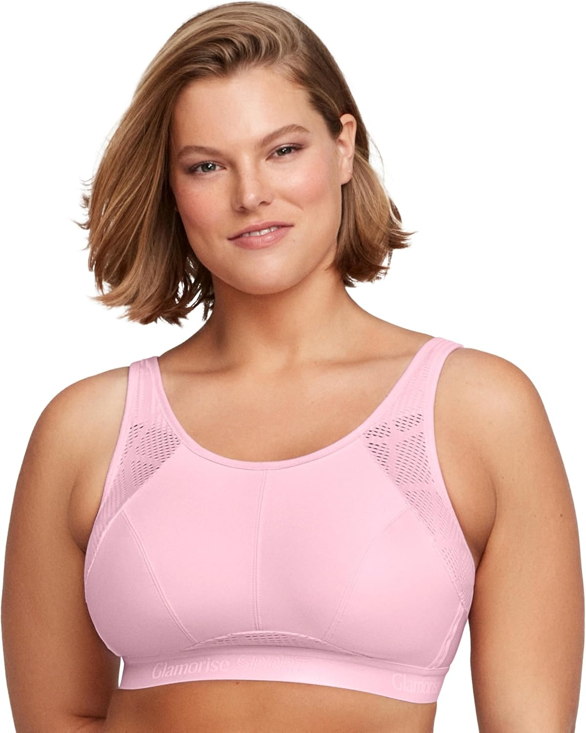image:imageGlamorise Womens NoSweat Mesh Sports Bra Wirefree 1068Pink