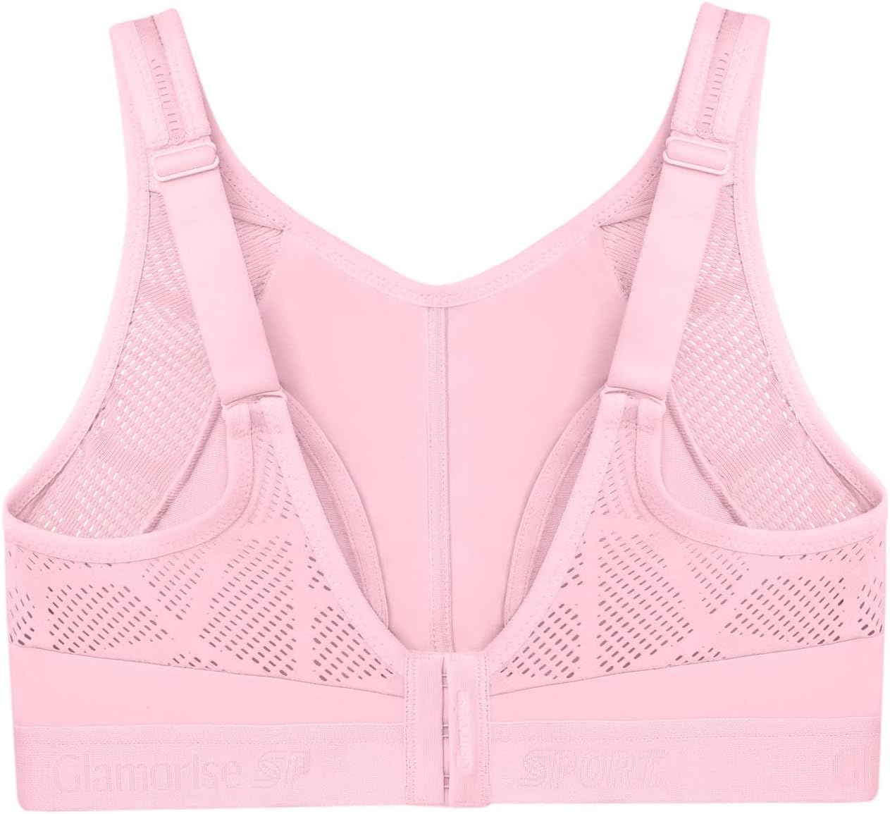 image:imageGlamorise Womens NoSweat Mesh Sports Bra Wirefree 1068Pink
