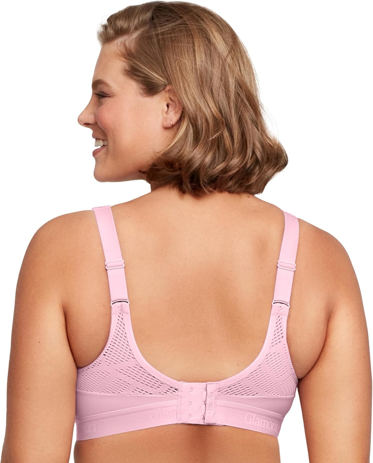 image:imageGlamorise Womens NoSweat Mesh Sports Bra Wirefree 1068Pink