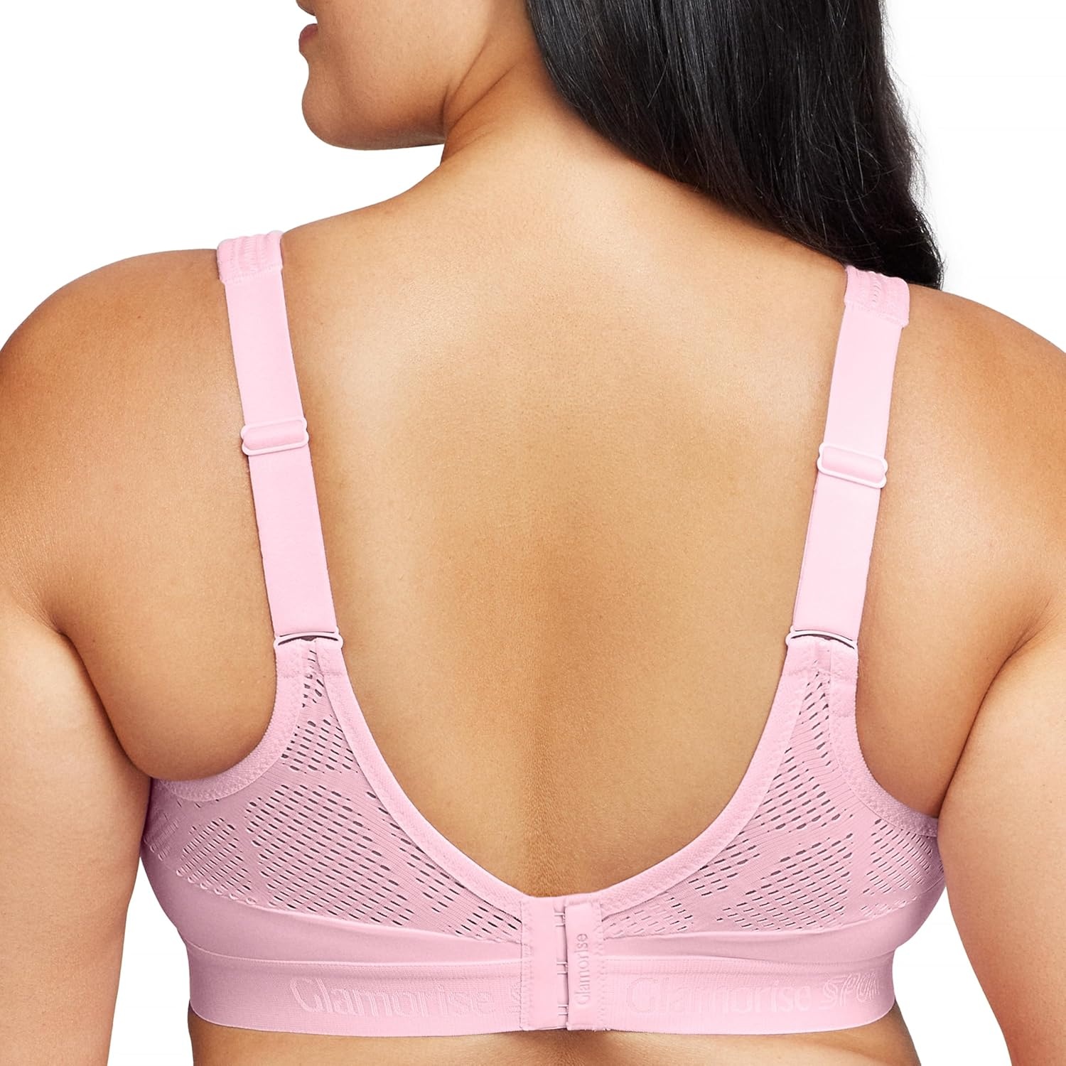image:imageGlamorise Womens NoSweat Mesh Sports Bra Wirefree 1068Pink