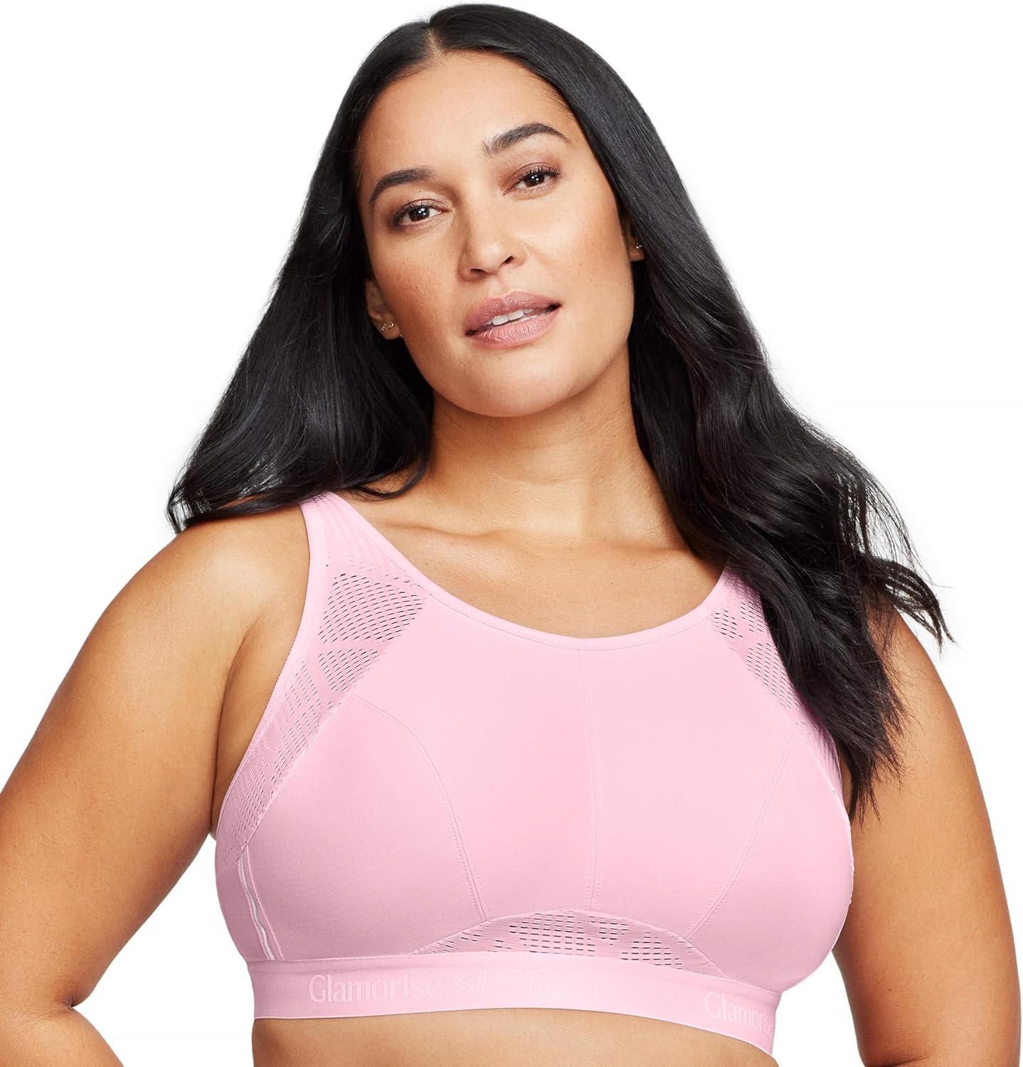image:imageGlamorise Womens NoSweat Mesh Sports Bra Wirefree 1068Pink
