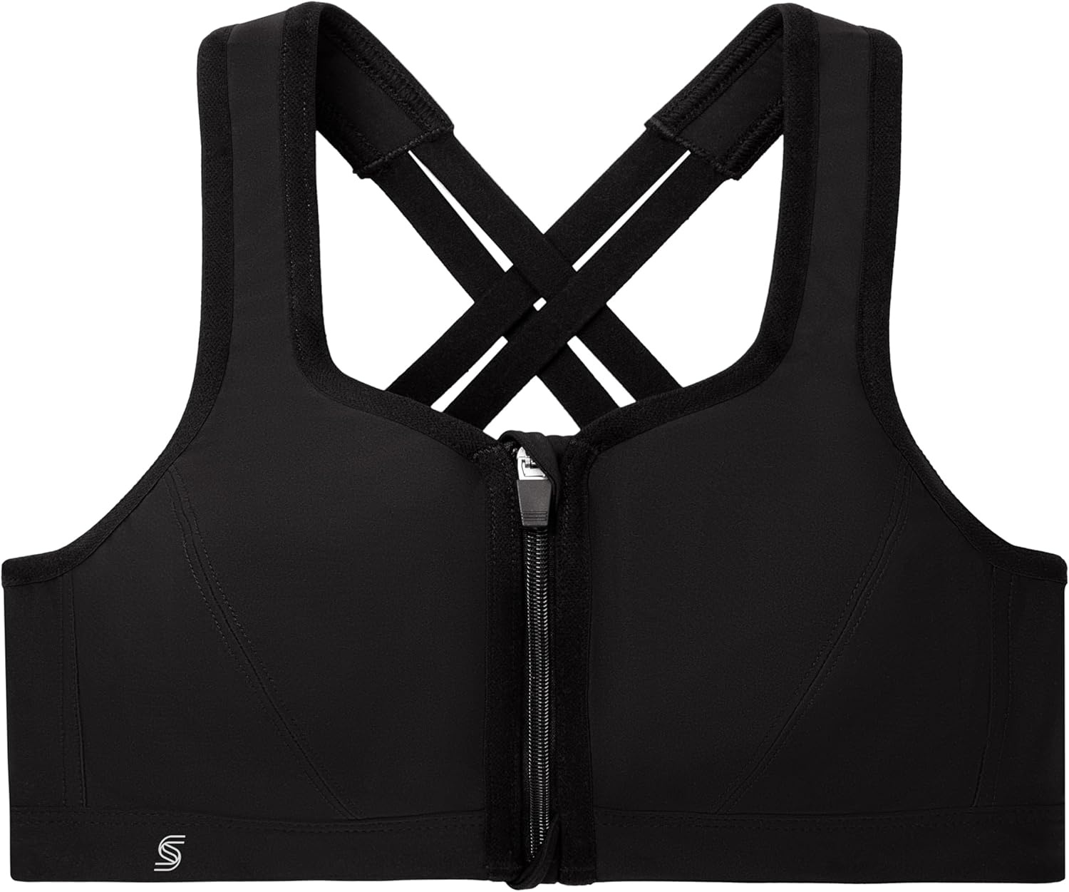 image:imageGlamorise Womens Zip Up FrontClose Sports Bra Wirefree 9266Black