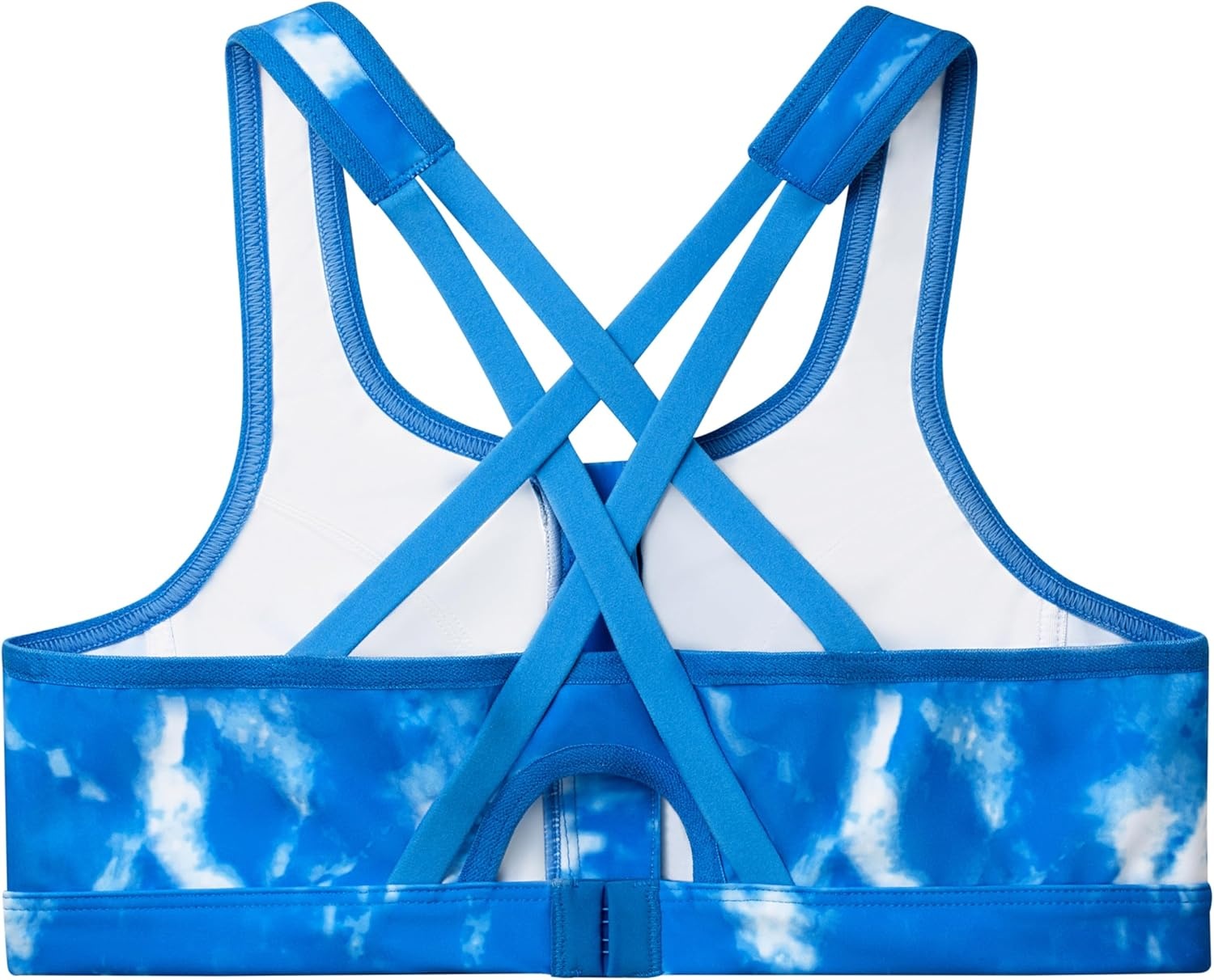 image:imageGlamorise Womens Zip Up FrontClose Sports Bra Wirefree 9266Blue Tiedye