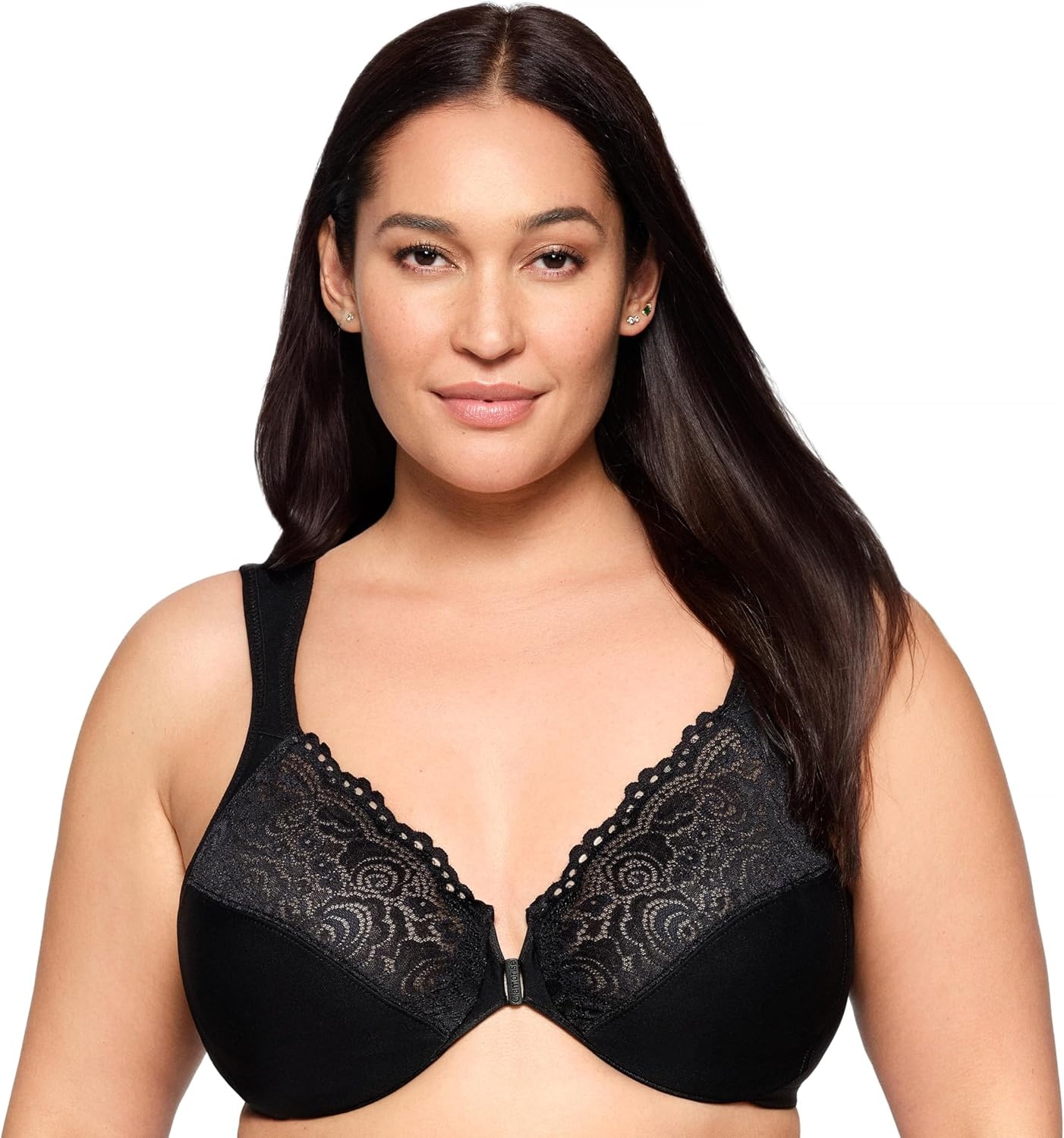image:imagePosture Back FrontClosure Plus Size Wonderwire Lace Bra Underwire 1255Black