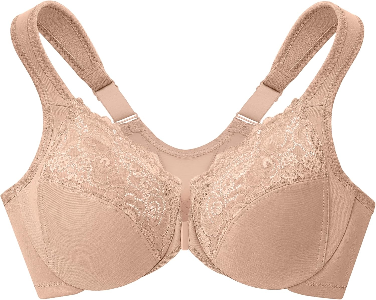 image:imagePosture Back FrontClosure Plus Size Wonderwire Lace Bra Underwire 1255Caf
