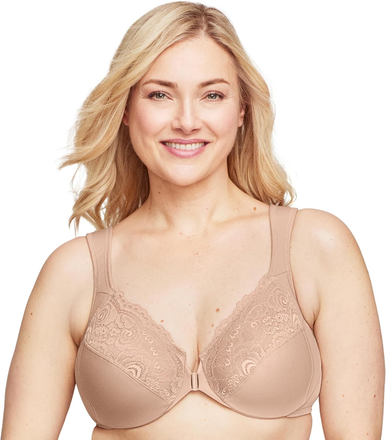 image:imagePosture Back FrontClosure Plus Size Wonderwire Lace Bra Underwire 1255Caf