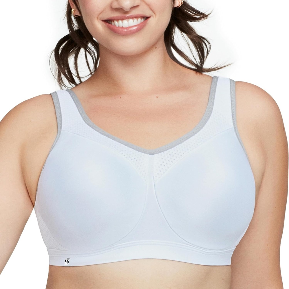image:imageFull Figure Plus Size High Impact Wonderwire Sports Bra Underwire 9066WhiteGray