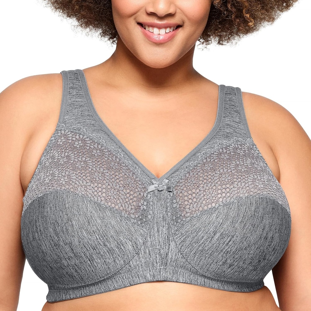 image:imageFull Figure Plus Size MagicLift Moisture Control Bra Wirefree 1064Gray Heather