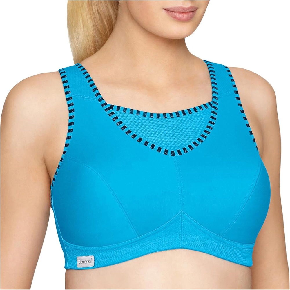 image:imageFull Figure Plus Size NoBounce Camisole Sports Bra Wirefree 1066Malibu Blue