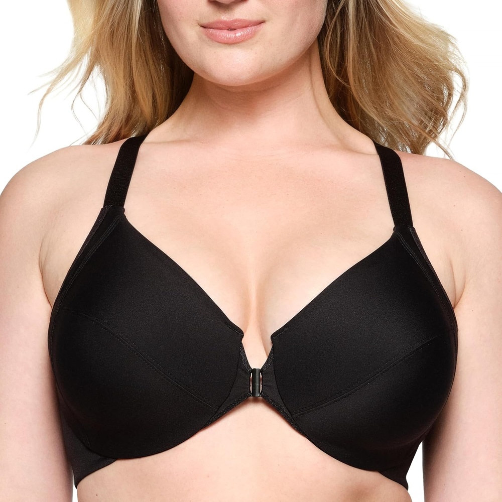 image:imageGlamorise Full Figure Plus Size FrontClosure Smoothing Wonderwire Bra Underwire 1247Black