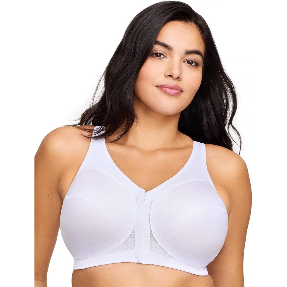 image:imageGlamorise Full Figure Plus Size MagicLift FrontClosure Posture Back Bra Wirefree 1265White