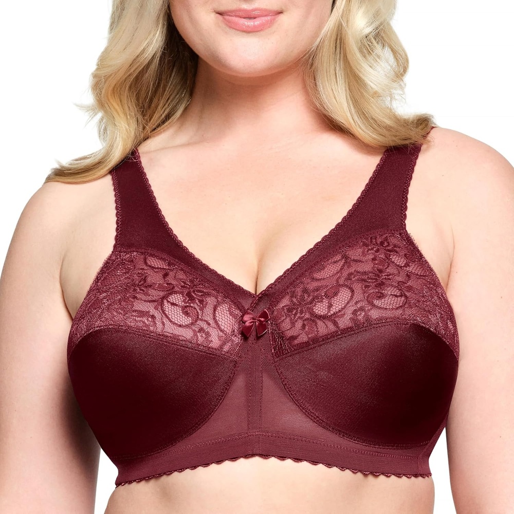 image:imageGlamorise Full Figure Plus Size MagicLift Original Support Bra Wirefree 1000Burgundy