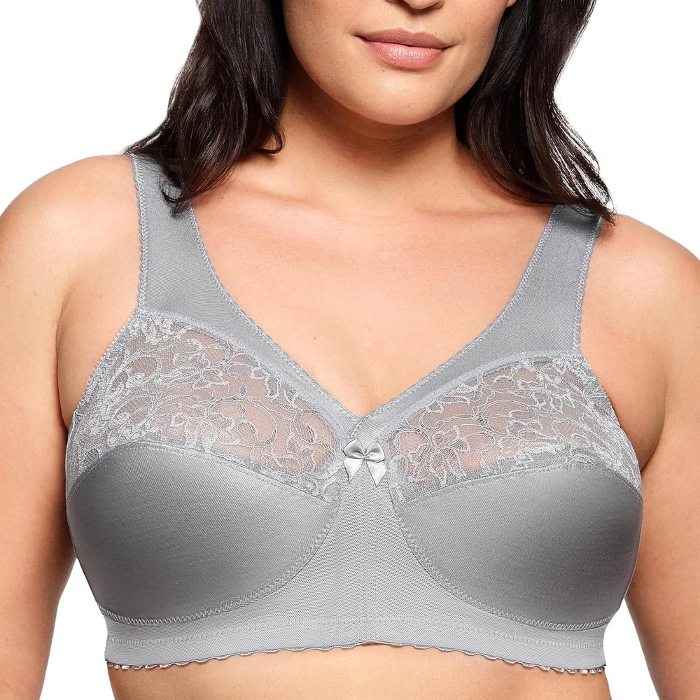 image:imageGlamorise Full Figure Plus Size MagicLift Original Support Bra Wirefree 1000Soft Gray