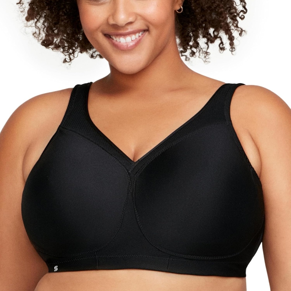 image:imageGlamorise Full Figure Plus Size MagicLift Seamless Sports Bra Wirefree 1006Black