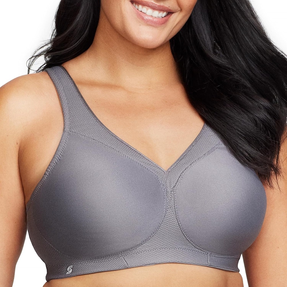 image:imageGlamorise Full Figure Plus Size MagicLift Seamless Sports Bra Wirefree 1006Charcoal Gray