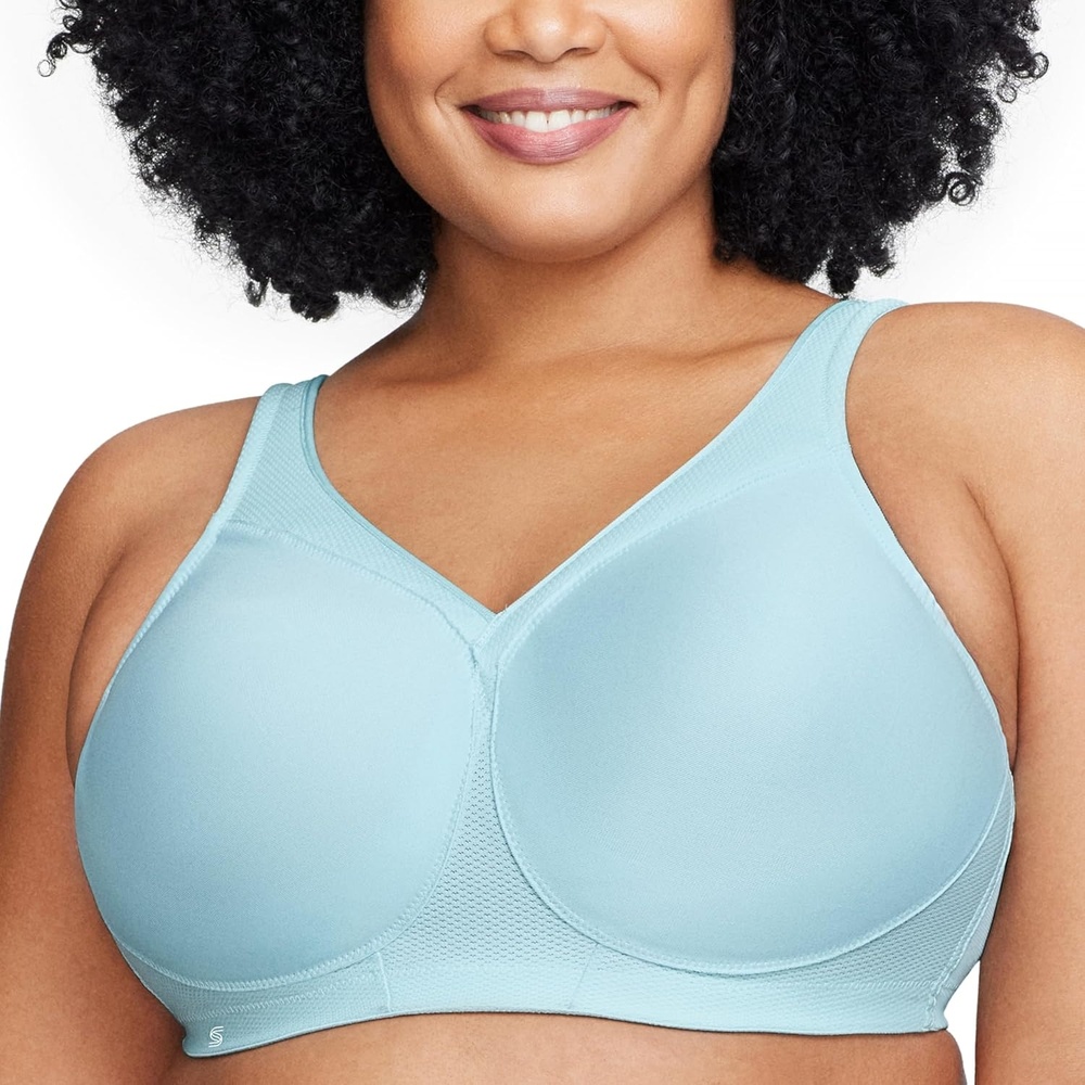 image:imageGlamorise Full Figure Plus Size MagicLift Seamless Sports Bra Wirefree 1006Frosted Aqua