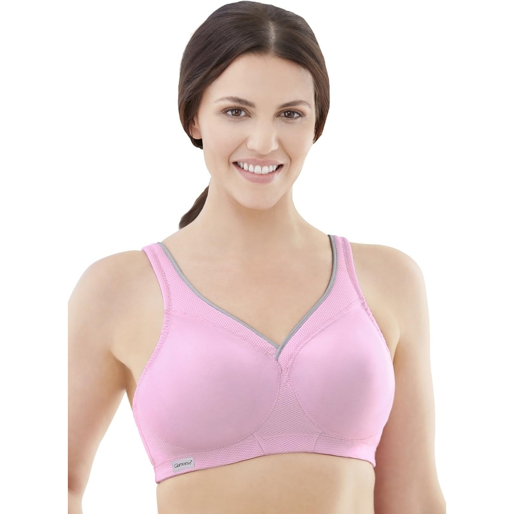 image:imageGlamorise Full Figure Plus Size MagicLift Seamless Sports Bra Wirefree 1006Pink
