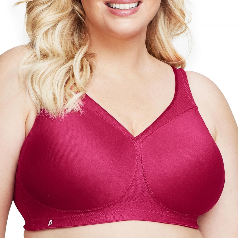 image:imageGlamorise Full Figure Plus Size MagicLift Seamless Sports Bra Wirefree 1006Ruby Red