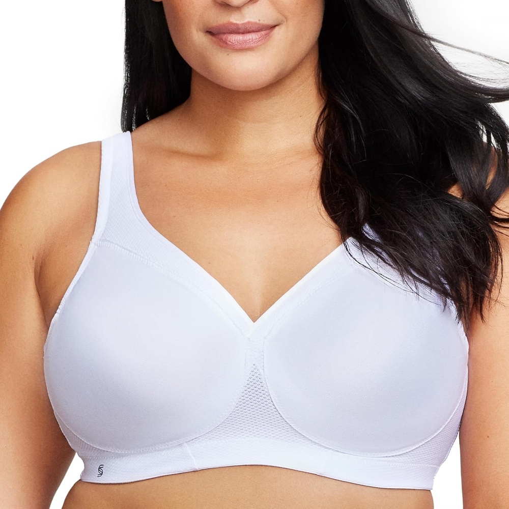 image:imageGlamorise Full Figure Plus Size MagicLift Seamless Sports Bra Wirefree 1006White