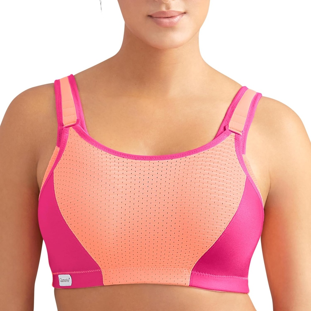 image:imageGlamorise Womens DoubleLayer CustomControl Sport BraOld OrangePink