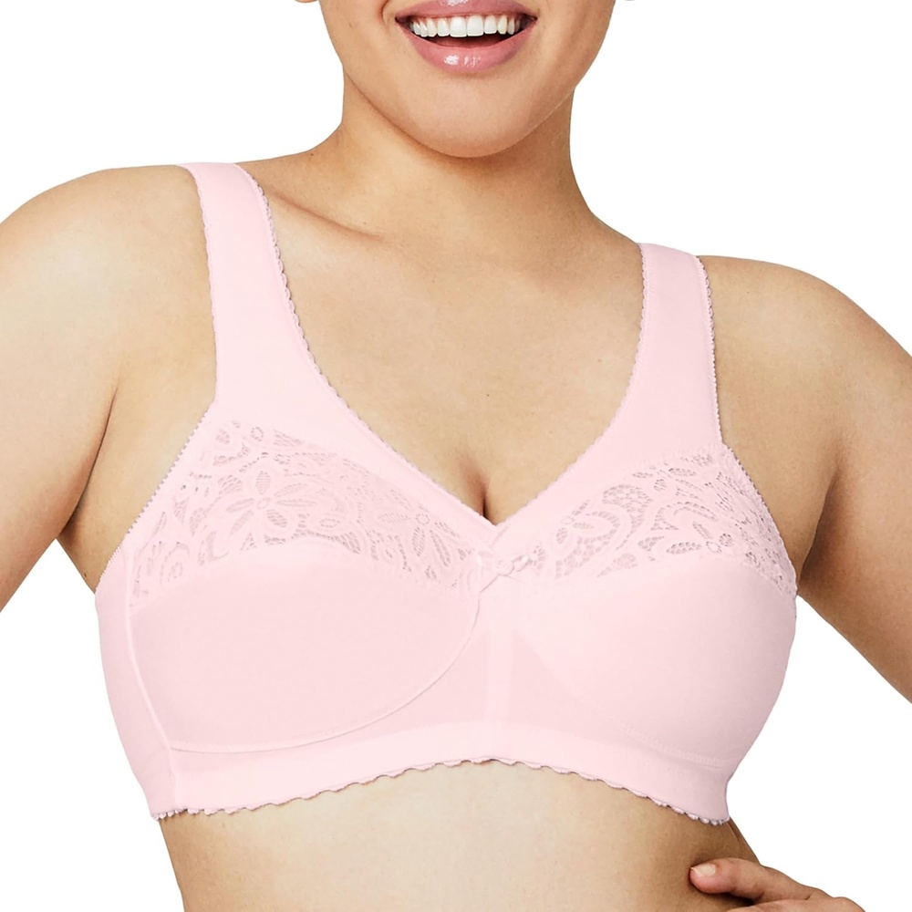 image:imageGlamorise Womens MagicLift Cotton Support Bra Wirefree 1001Pale Pink
