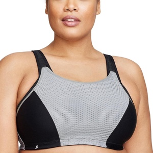 image:imageGlamorise Womens DoubleLayer CustomControl Sport BraBlackGrey
