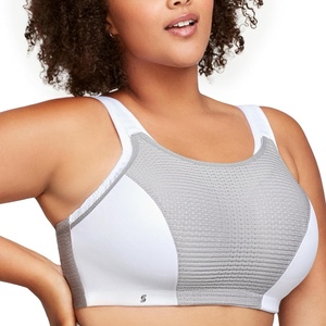 image:imageGlamorise Womens DoubleLayer CustomControl Sport BraWhiteGrey