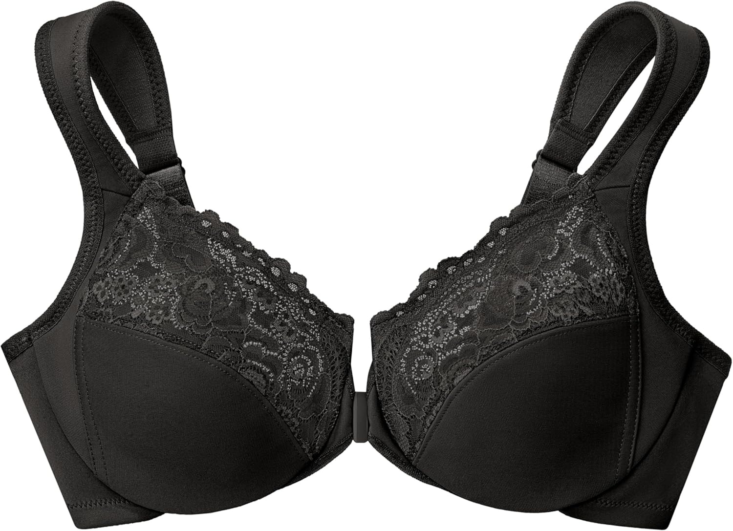 image:imageGlamorise Full Figure Plus Size Wonderwire FrontClosure Bra Underwire 1245Black