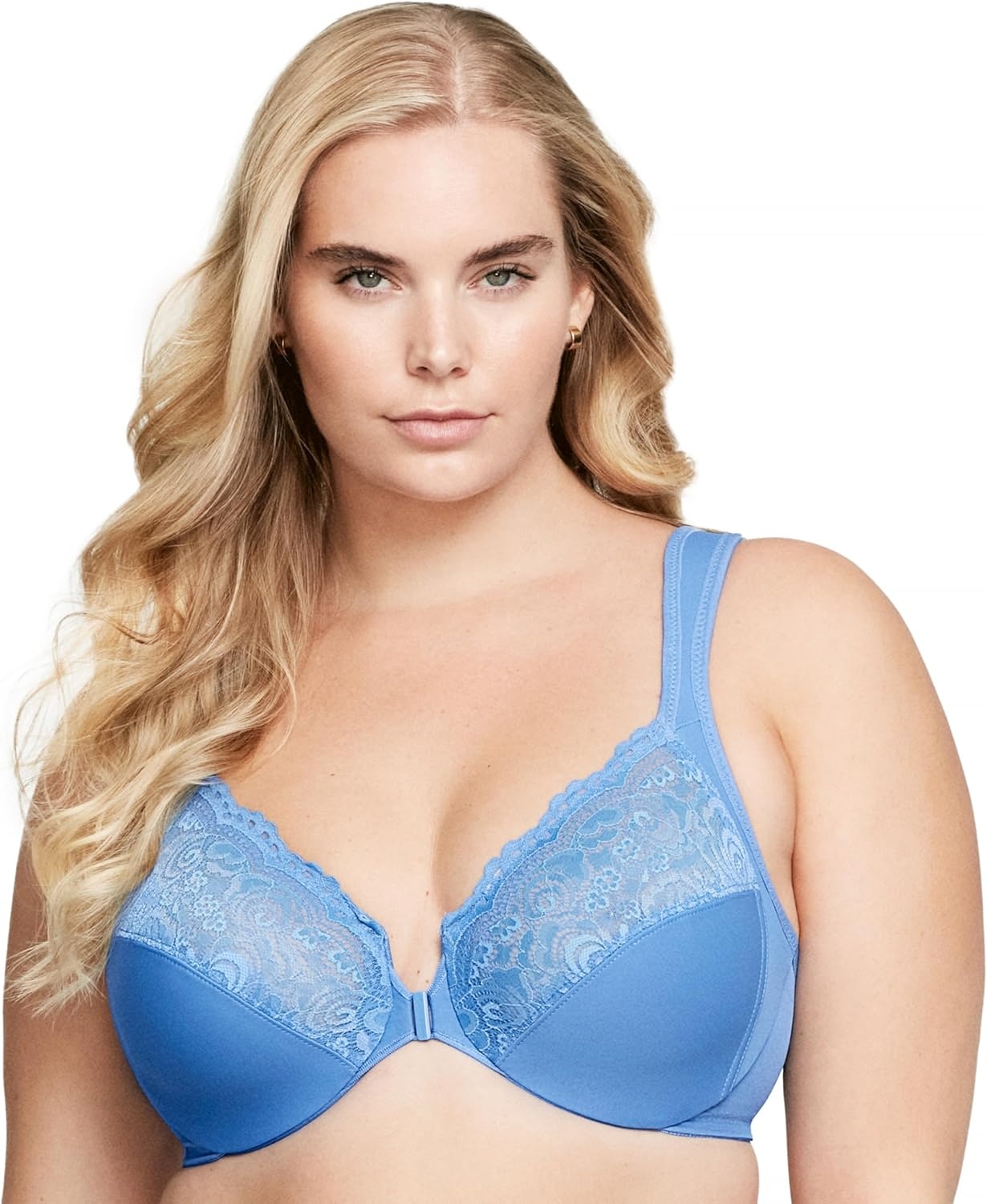 image:imageGlamorise Full Figure Plus Size Wonderwire FrontClosure Bra Underwire 1245Blue