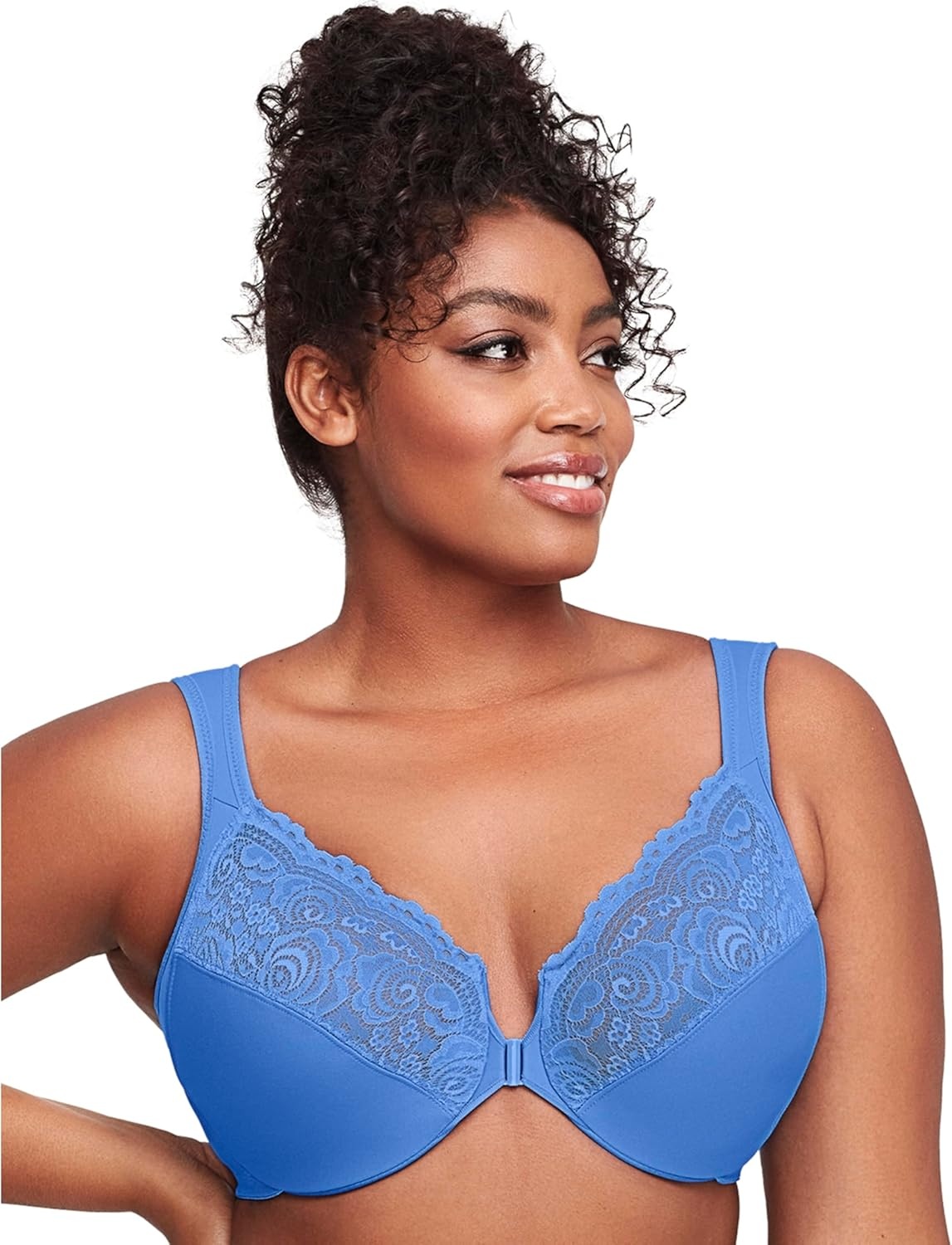 image:imageGlamorise Full Figure Plus Size Wonderwire FrontClosure Bra Underwire 1245Blue