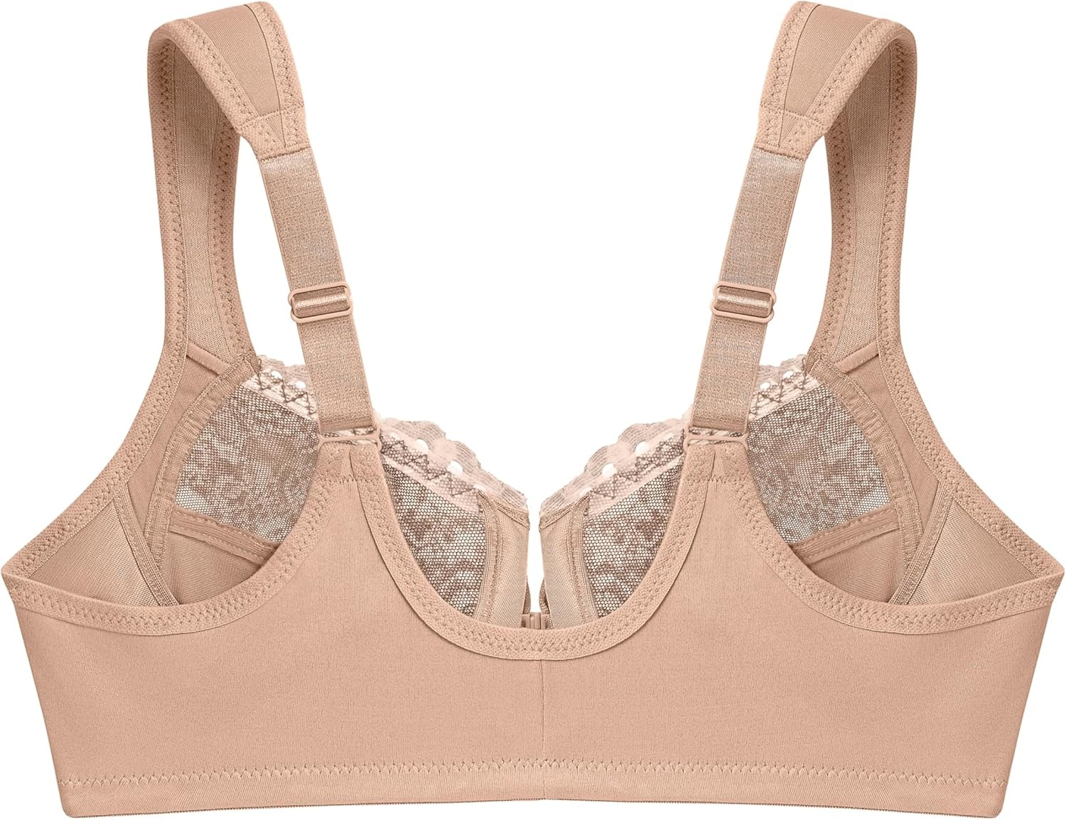 image:imageGlamorise Full Figure Plus Size Wonderwire FrontClosure Bra Underwire 1245Caf Print