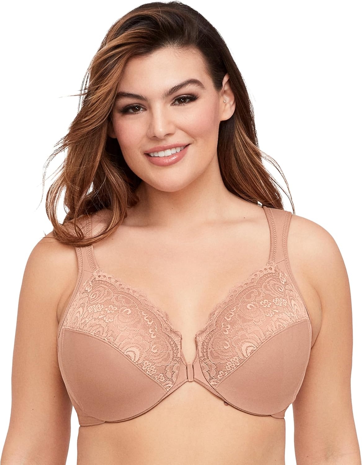 image:imageGlamorise Full Figure Plus Size Wonderwire FrontClosure Bra Underwire 1245Cappuccino