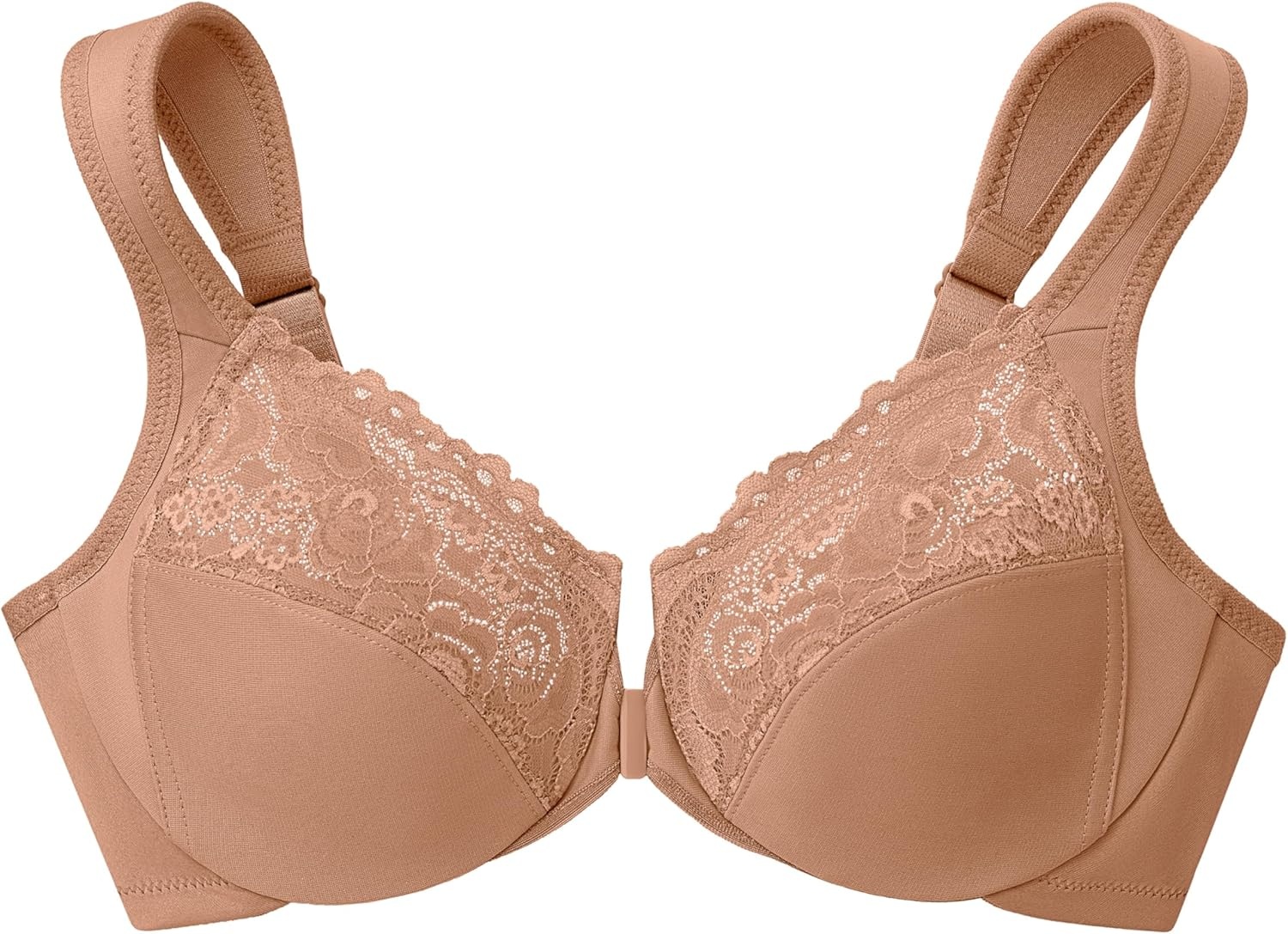 image:imageGlamorise Full Figure Plus Size Wonderwire FrontClosure Bra Underwire 1245Cappuccino