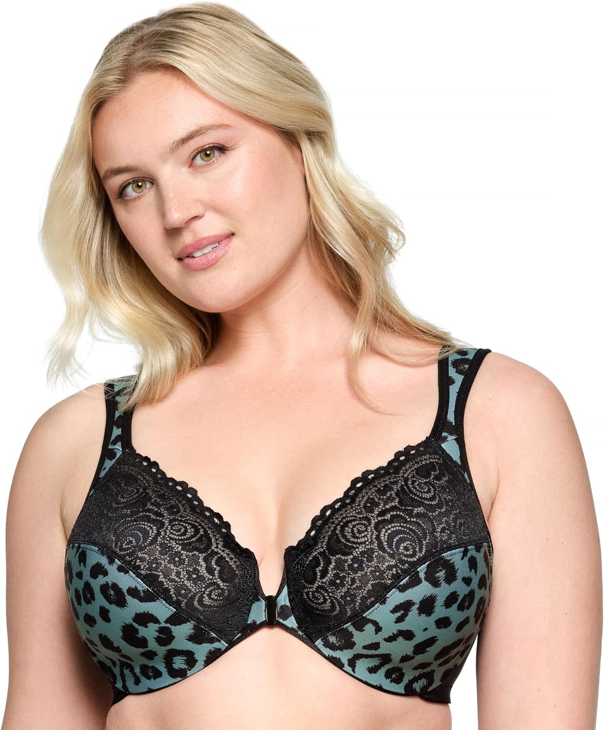image:imageGlamorise Full Figure Plus Size Wonderwire FrontClosure Bra Underwire 1245Centennial Leopard