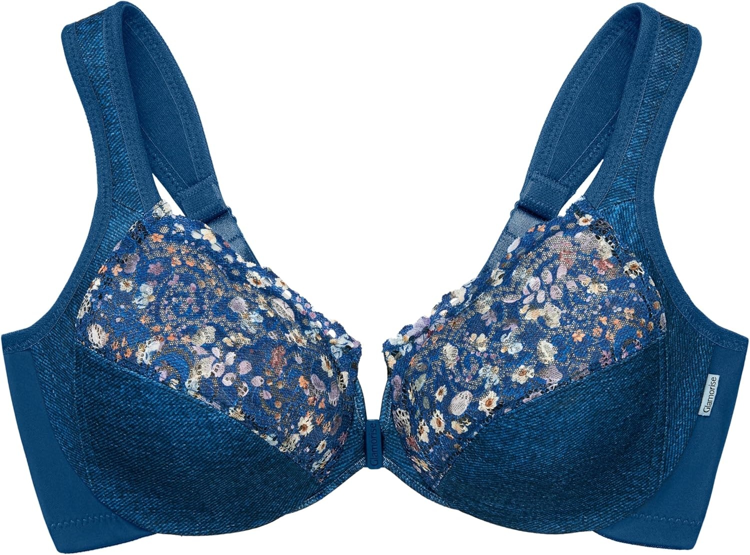 image:imageGlamorise Full Figure Plus Size Wonderwire FrontClosure Bra Underwire 1245Dark Wash Denim