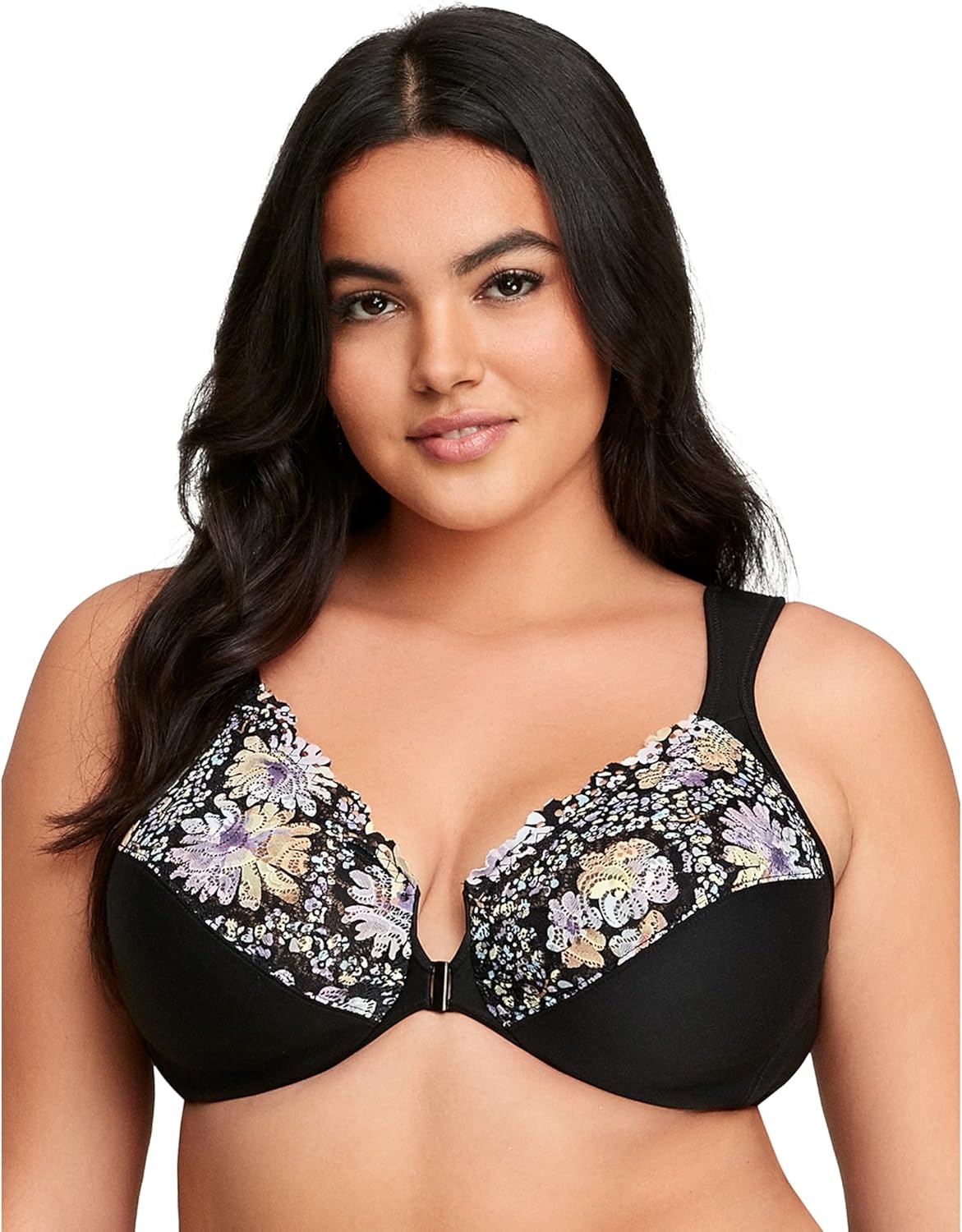 image:imageGlamorise Full Figure Plus Size Wonderwire FrontClosure Bra Underwire 1245Floral Print