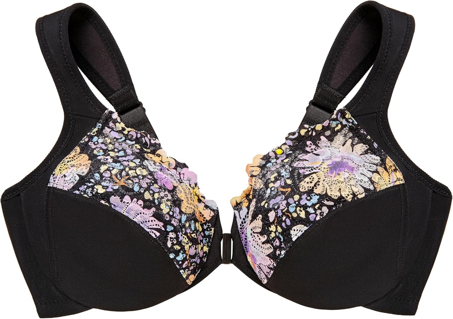 image:imageGlamorise Full Figure Plus Size Wonderwire FrontClosure Bra Underwire 1245Floral Print
