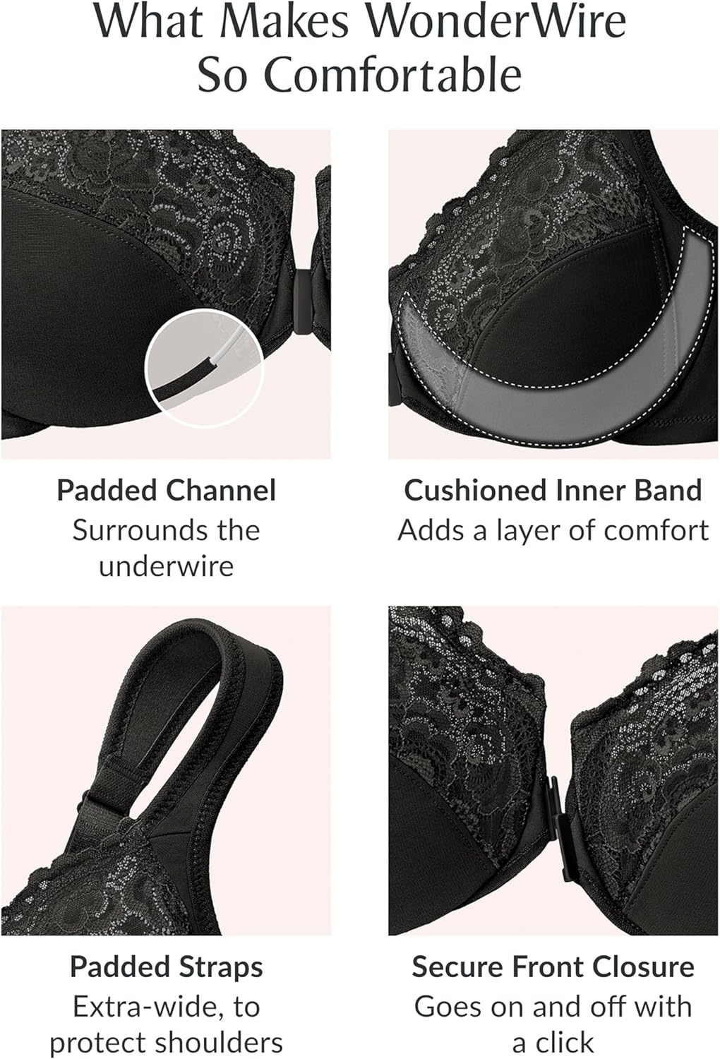 image:imageGlamorise Full Figure Plus Size Wonderwire FrontClosure Bra Underwire 1245Pink