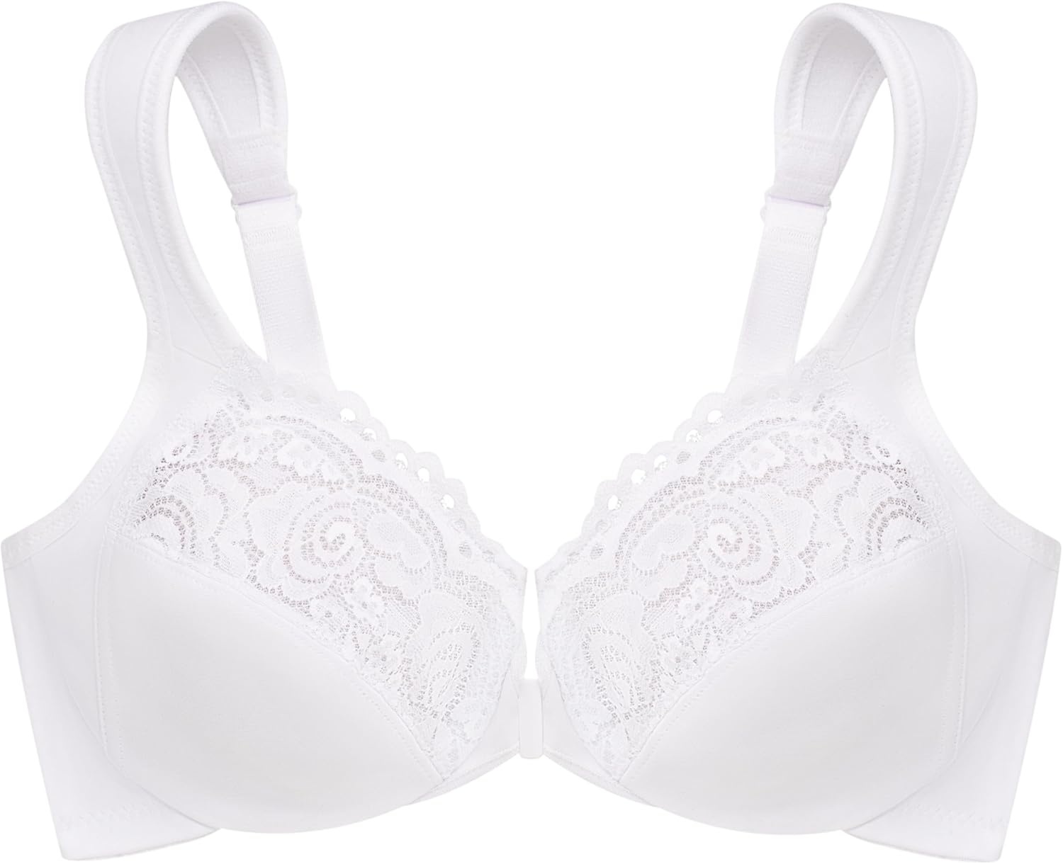image:imageGlamorise Full Figure Plus Size Wonderwire FrontClosure Bra Underwire 1245White