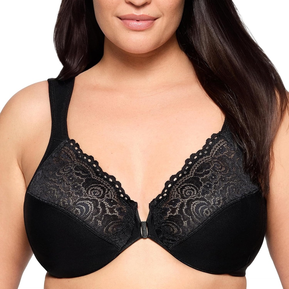 image:imageGlamorise Full Figure Plus Size Wonderwire FrontClosure Bra Underwire 1245Black