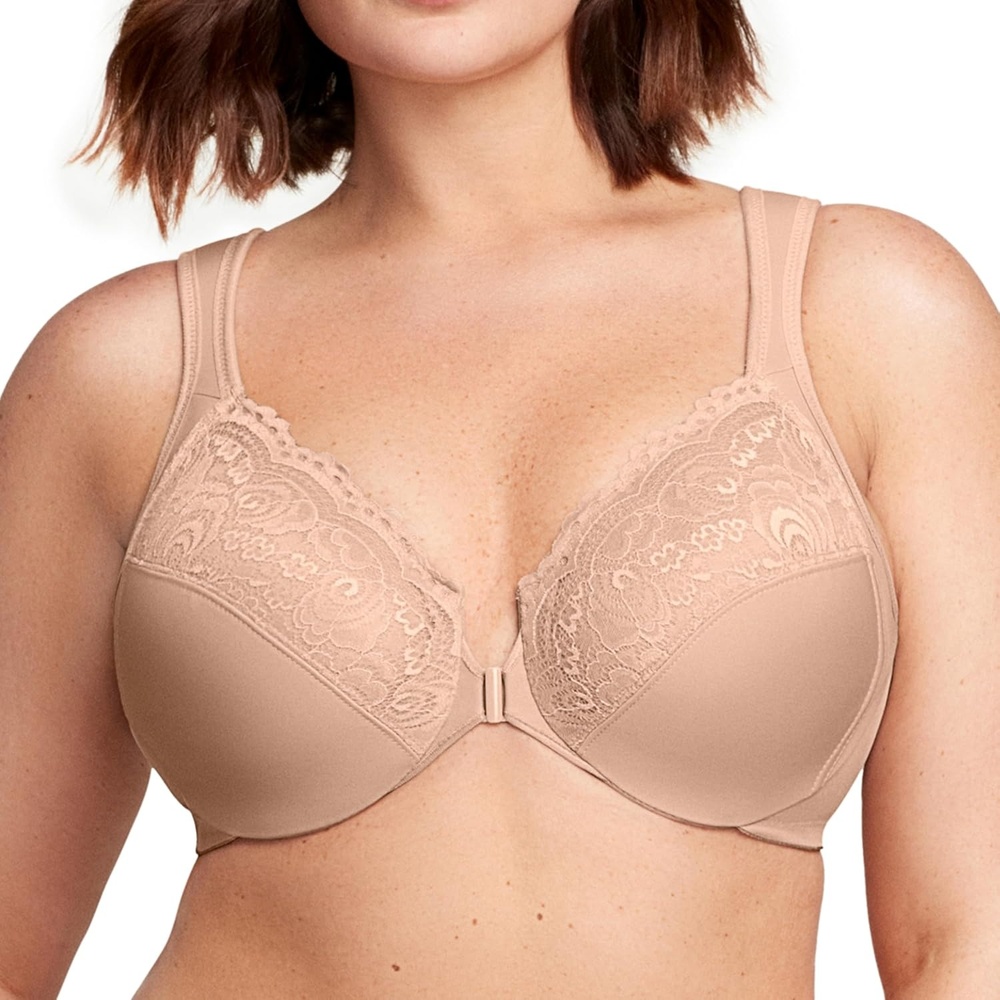 image:imageGlamorise Full Figure Plus Size Wonderwire FrontClosure Bra Underwire 1245Caf