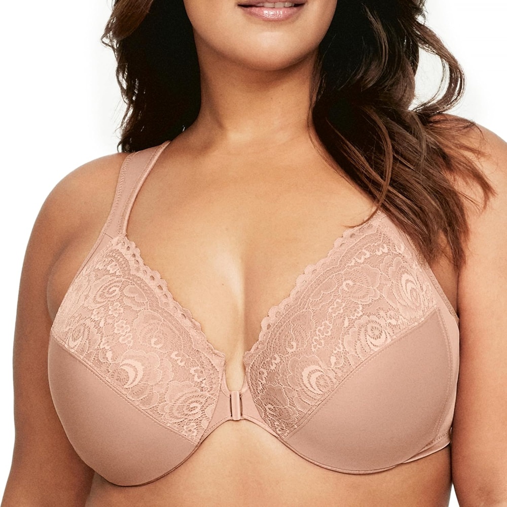 image:imageGlamorise Full Figure Plus Size Wonderwire FrontClosure Bra Underwire 1245Cappuccino