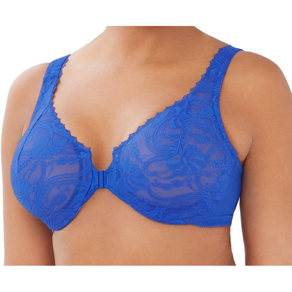 image:imageGlamorise Womens Wonderwire Lace FrontClosure Underwire 9245Dazzling Blue