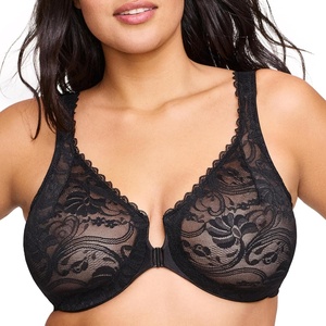 image:imageGlamorise Womens Wonderwire Lace FrontClosure Underwire 9245Black