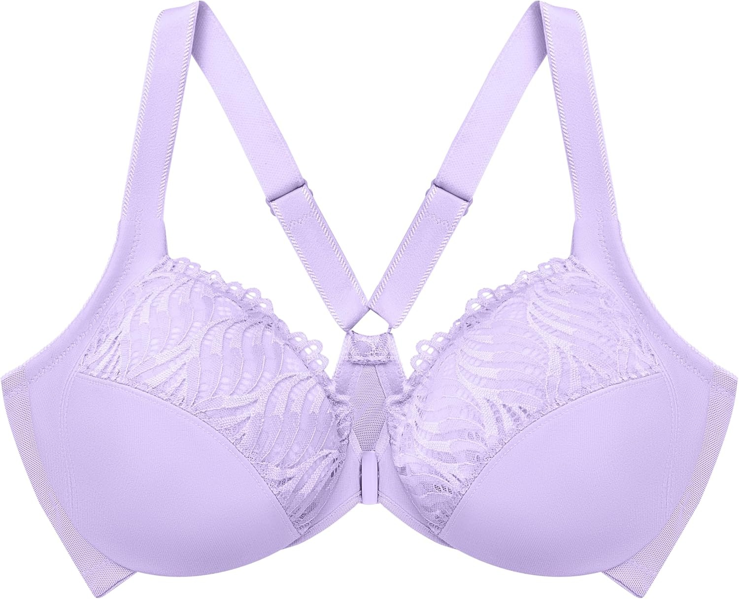 image:imageGlamorise Womens FrontClose TBack Wonderwire Underwire 1246Soft Lilac